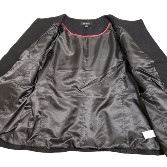 Talbots Womens Wool Blend Collarless Black Blazer Jacket Sz 10 - Picture 13 of 14